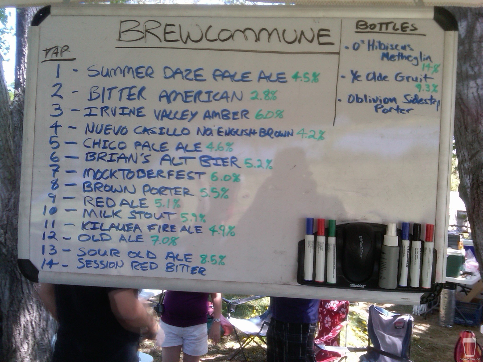 Brewcommune's initial tap list
