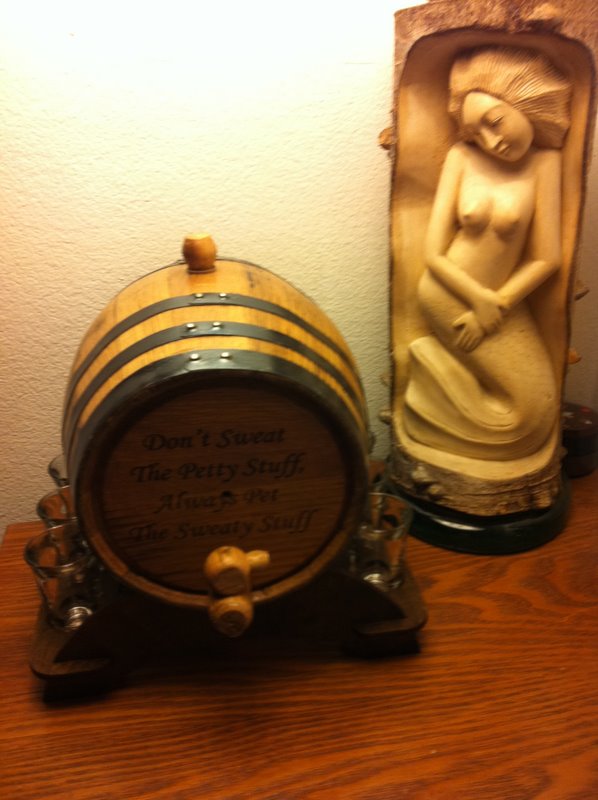 Is having an oak barrel full of whiskey near your pillow a sign that I might be an alcoholic?  Nah.